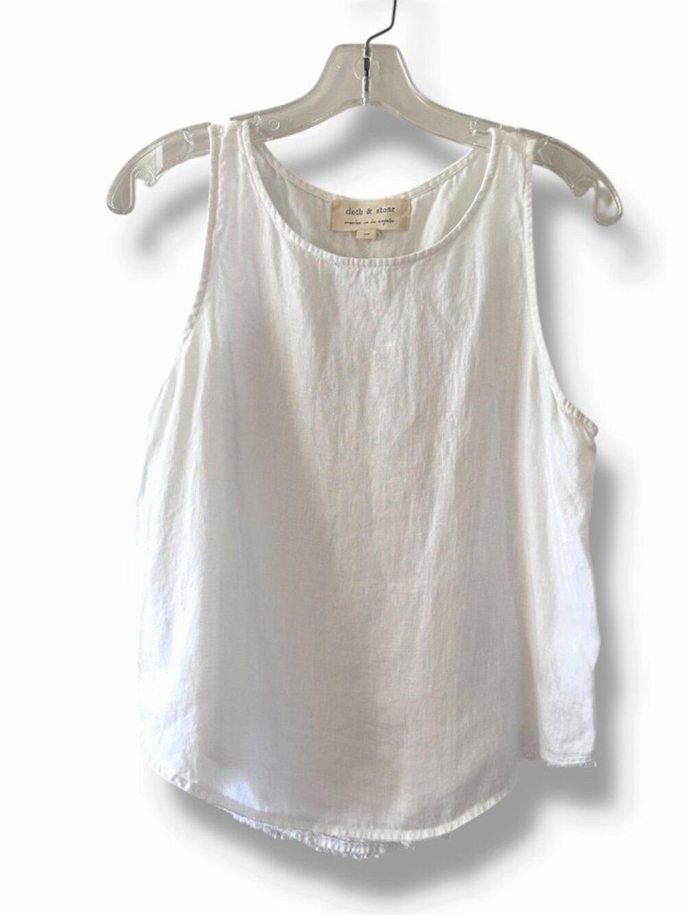 Cloth & Stone White Linen Tank Top Side Buttons Women's Size Medium Summer Boho
